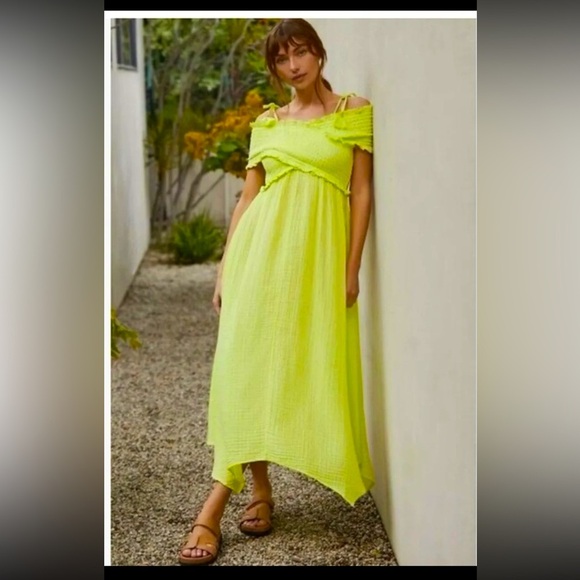 Anthropologie Dresses & Skirts - COPY - NWT
Anthropologie Smocked Gauze Criss-Cross Maxi Off Shoulder Dress MEDI…